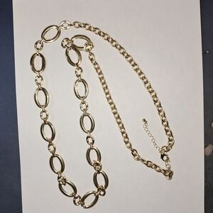 Chunky Goldtone Oval & Circle Link Chain Necklace